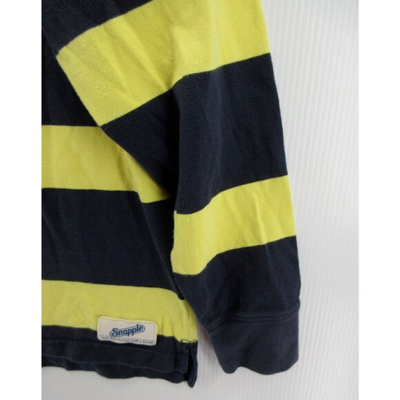 VINTAGE Snapple Rugby Polo Shirt XL Yellow Pullover Striped Preppy - Picture 3 of 12